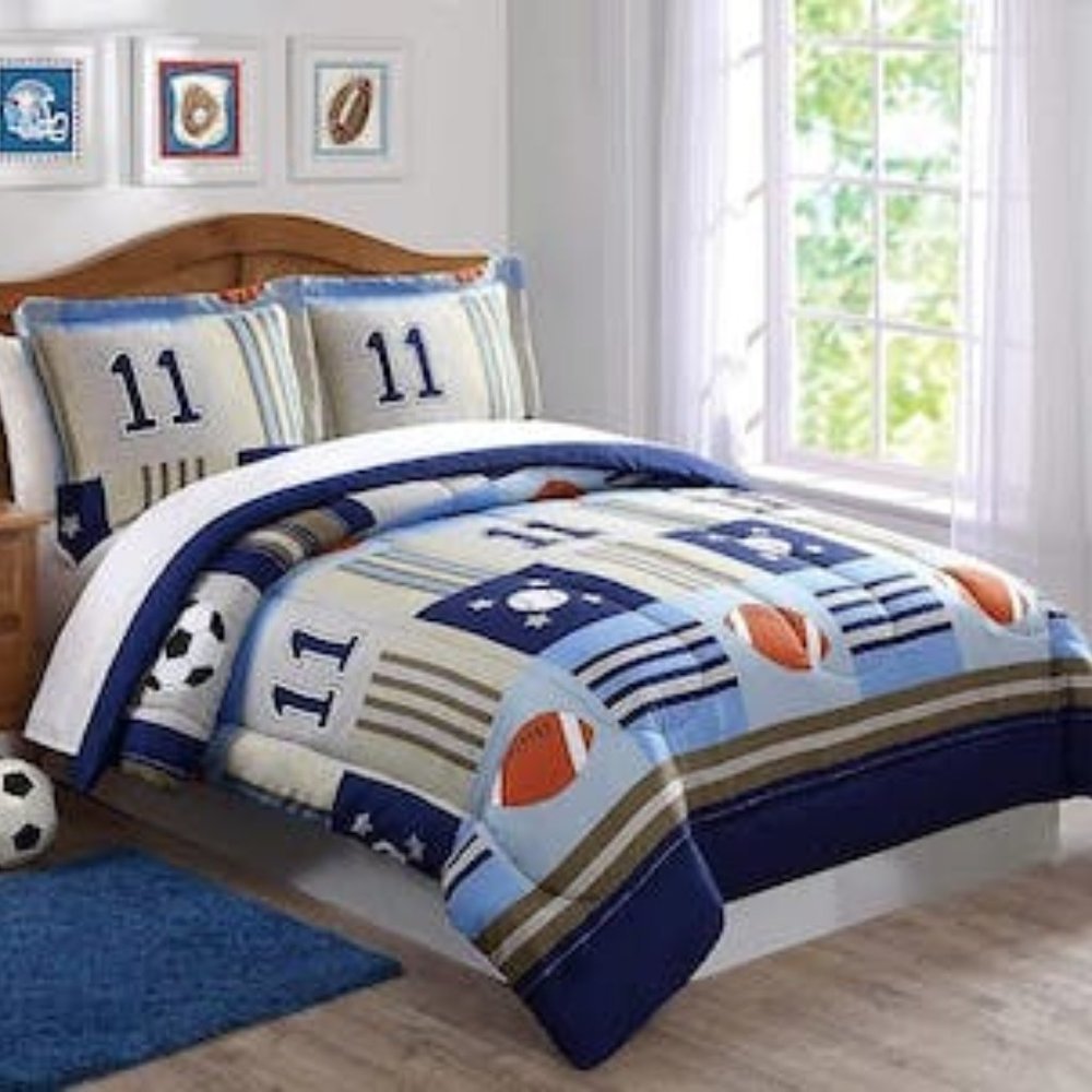 MY World Denim and Khaki Sports Full/Queen Comforter Set Bedding